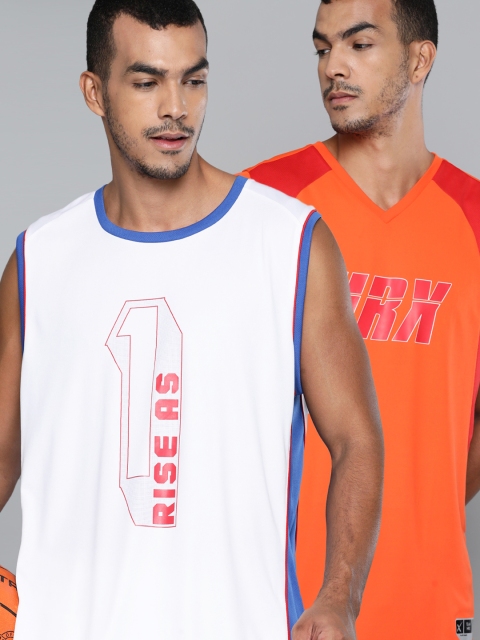 

HRX By Hrithik Roshan Men Pack of 2 Printed Anti-Static Rapid-Dry Basketball T-shirts, White