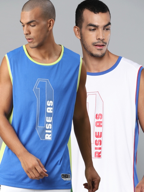 

HRX By Hrithik Roshan Men Pack of 2 Printed Anti-Static Rapid-Dry Basketball T-shirts, Blue