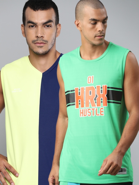 

HRX By Hrithik Roshan Men Pack of 2 Anti-Static Rapid-Dry Basketball T-shirts, Yellow