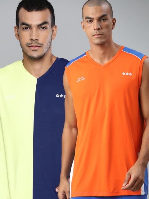 

HRX by Hrithik Roshan Men Pack of 2 Anti-Static Rapid-Dry Basketball T-shirts, Yellow