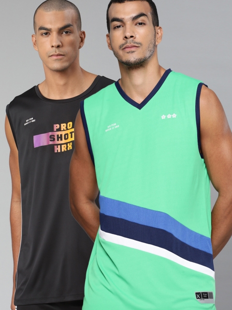 

HRX by Hrithik Roshan Men Set of 2 Rapid-Dry Basketball T-shirt, Black