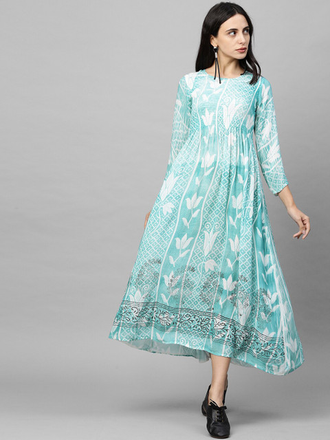 

FASHOR Sea Green Ethnic Motifs Maxi Dress