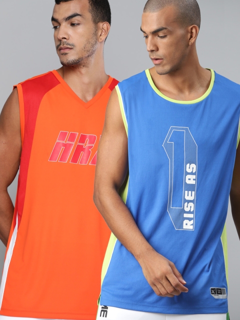 

HRX by Hrithik Roshan Men Pack of 2 Anti-Static Rapid-Dry Basketball T-shirts, Blue