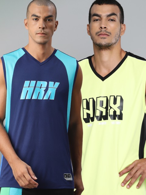 

HRX by Hrithik Roshan Men Pack of 2 Printed Anti-Static Rapid-Dry Basketball T-shirts, Blue