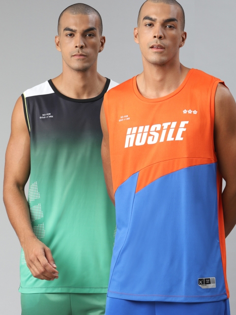 

HRX by Hrithik Roshan Men Pack of 2 Colourblock Anti-Static & Rapid-Dry Basketball Tshirt, Green