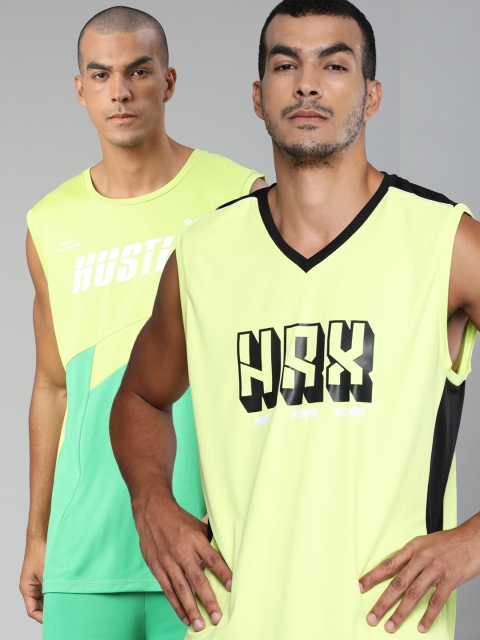 

HRX by Hrithik Roshan Men Pack of 2 Anti-Static Rapid-Dry Basketball T-shirts, Green