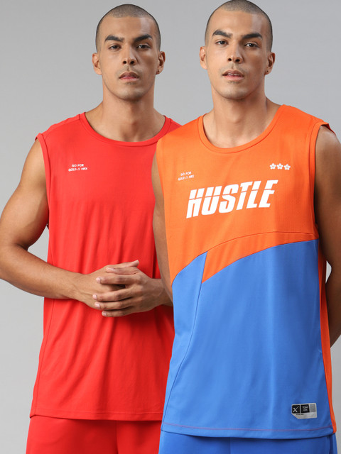 

HRX by Hrithik Roshan Men Pack of 2 Basketball T-shirts, Red