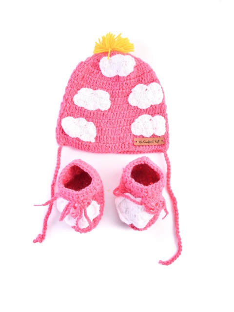 

The Original Knit Girls Rose Pink Handmade Beanie with socks