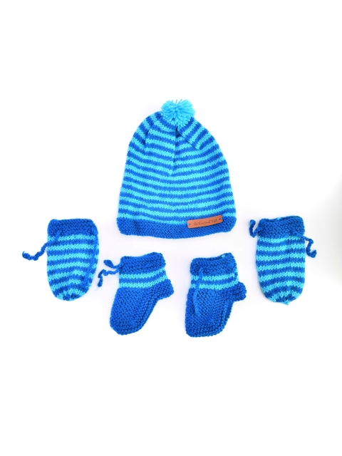 

The Original Knit Unisex Kids Blue Handmade Beanie with Socks & Mittens