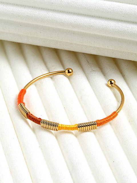 

CRZ Gold-Plated Orange & Yellow Handcrafted Bangle Bracelet