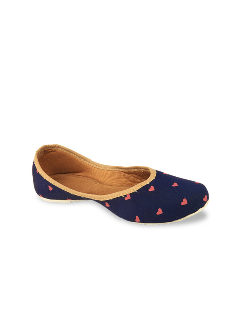 

DESI COLOUR Girls Blue Printed Mojaris Flats