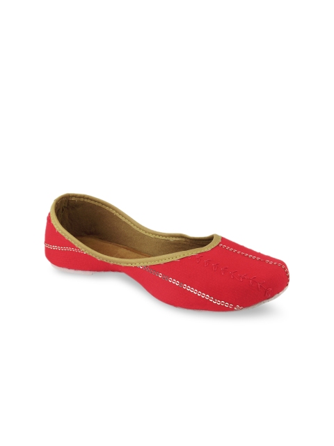 

DESI COLOUR Girls Red Embellished Mojaris Flats