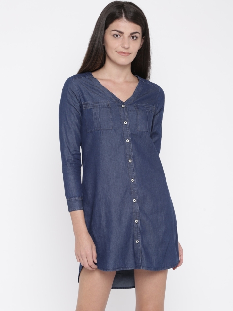 

Anouk Women Blue Solid Shirt Dress