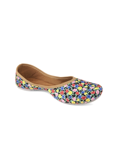 

DESI COLOUR Girls Black & Yellow Printed Mojaris