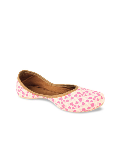 

DESI COLOUR Girls Pink Printed Mojaris Flats