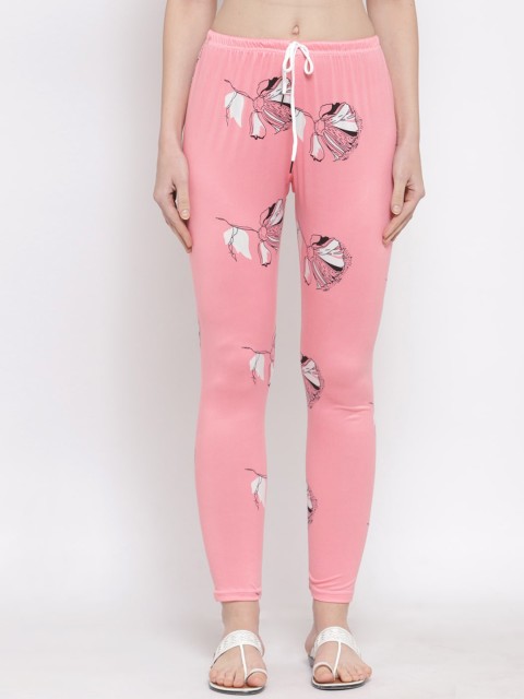 

Klotthe Women Pink Printed Ankle Length Legging