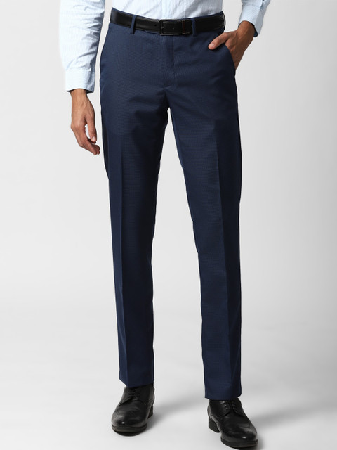 

Peter England Men Navy Blue Slim Fit Formal Trousers