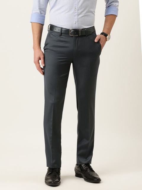 

Peter England Men Charcoal Solid Neo Slim Fit Formal Trousers