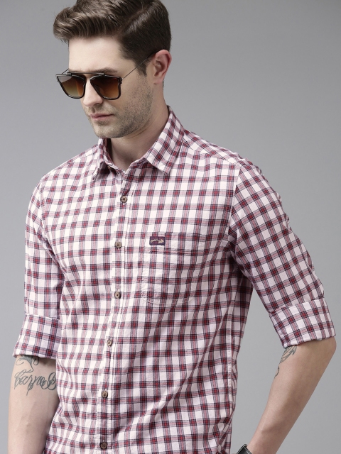 

U S Polo Assn Denim Co Men Red & White Checked Casual Shirt