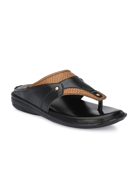 

BUCIK Men Black & Brown Self Design Slip-On