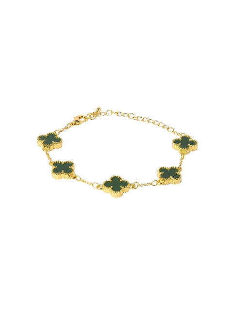 

Moon Dust Women Gold-Toned & Green Brass Onyx Enamelled Charm Bracelet