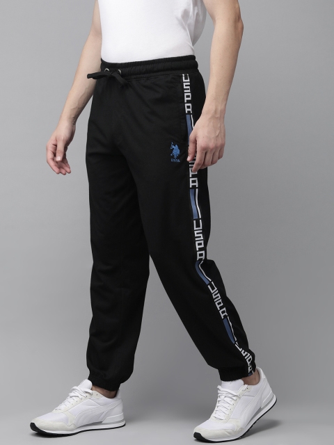 

U.S. Polo Assn. Denim Co. Black Solid Knitted Joggers with Side Stripes