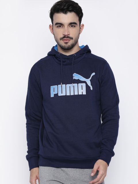 

Puma Men Navy Printed Hooded Sweatshirt, Navy blue