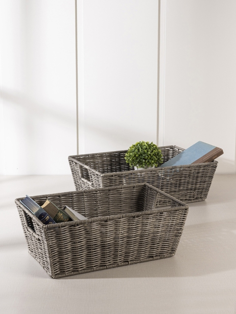 

Pure Home and Living Set of 2 Brown & Grey Heather Wicker Baskets
