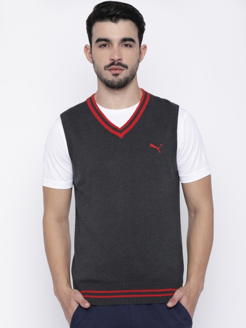 

Puma Men Grey & Red Solid Pullover