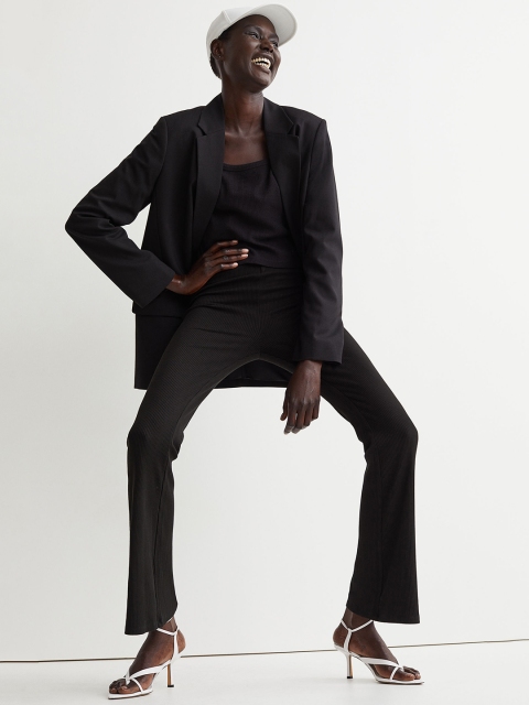 

H&M Women Black Ribbed Leggings