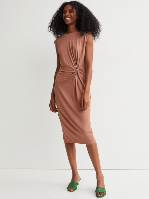 

H&M Women Draped Dress, Brown