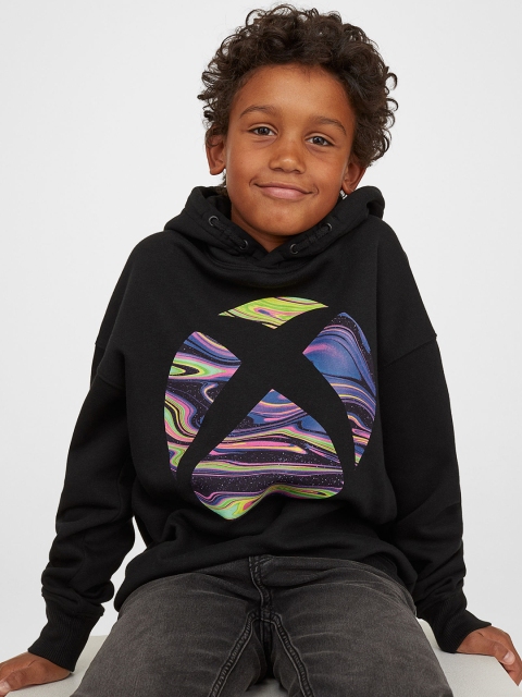 

H&M Boys Printed Hoodie, Black