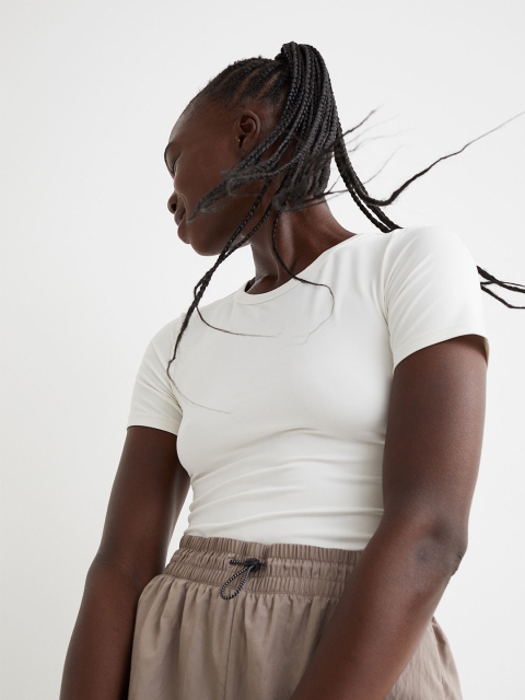 

H&M Women Cropped sports top, White