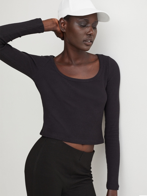 

H&M Women Ribbed top, Black