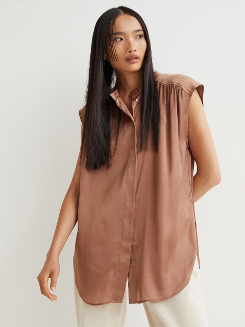 

H&M Women Glossy blouse, Brown