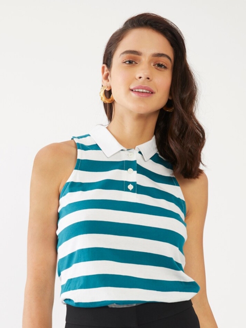 

Zink London Teal & White Striped Regular Top