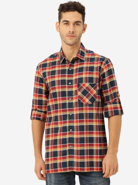 

STROP Men Red Tartan Checked Opaque Casual Shirt