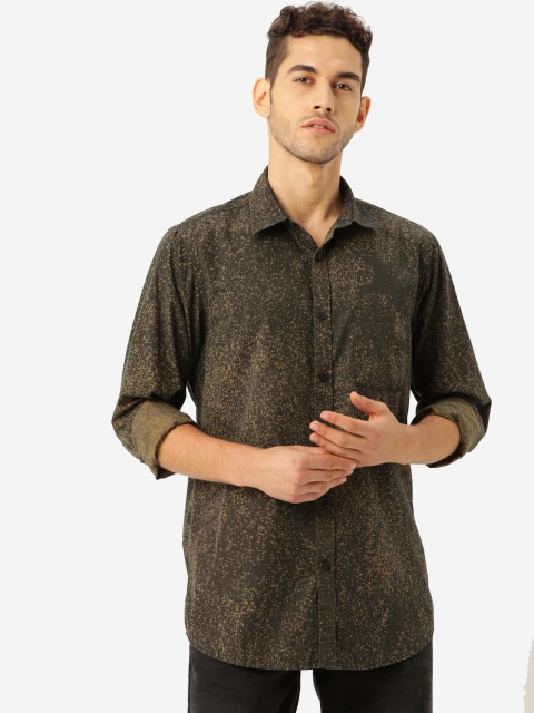 

STROP Men Black Opaque Printed Casual Shirt