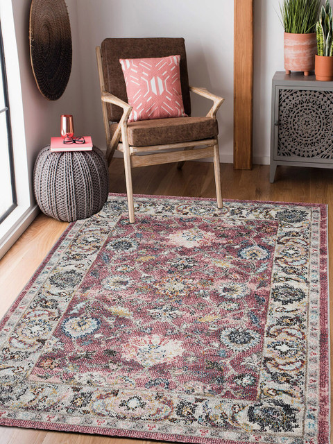 

OBSESSIONS Maroon & Beige Traditional Carpet