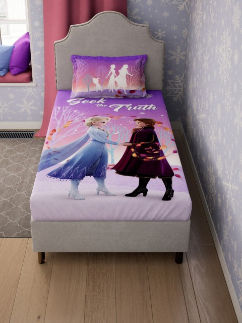 

DDecor Purple & Blue Graphic 130 TC Single Bedsheet with 1 Pillow Cover