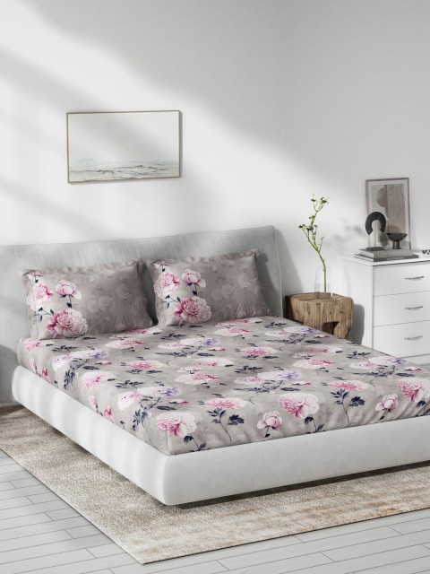 

DDecor Pink Floral 130 TC Queen Bedsheet with 2 Pillow Covers
