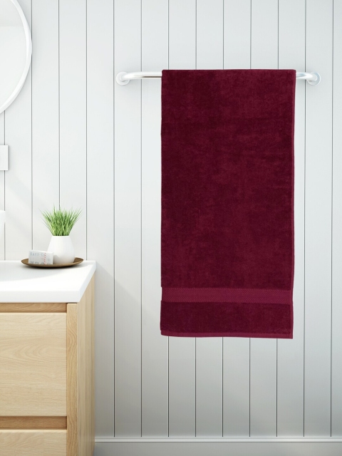 

SPACES Maroon Solid Cotton 480 GSM Bath Towel