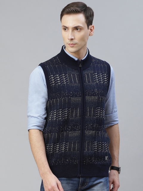 

Pierre Carlo Men Navy Blue & Beige Front-Open
