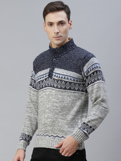 

Pierre Carlo Men Blue Checked Pullover