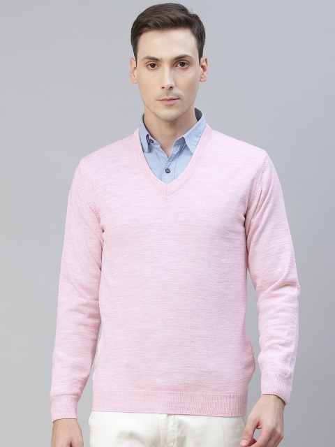 

Pierre Carlo Men Pink Solid Melange Effect Pullover