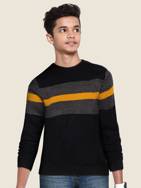 

UTH by Roadster Boys Black & Grey Striped Pullover