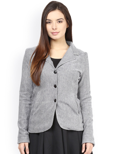 

The Vanca Navy Grey Jacket with Woven Design