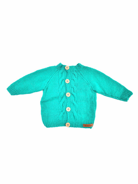 

The Original Knit Unisex Kids Turquoise Blue Cable Knit Handmade Sweater