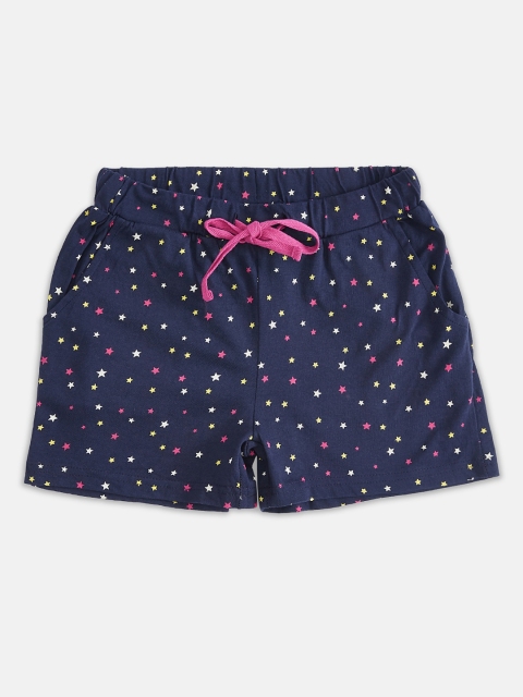 

Pantaloons Junior Girls Navy Blue Printed Regular Shorts