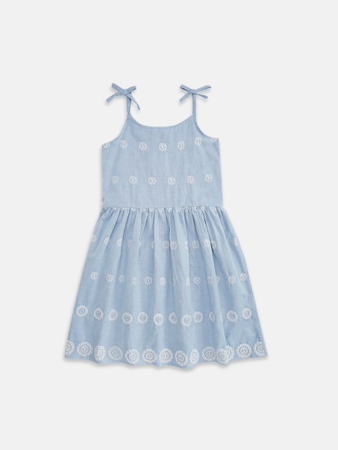 

Pantaloons Junior Girls Blue Georgette Printed Fit & Flared Dress